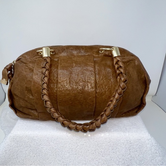 Antonio Melani Brown Leather Braided Handles Hobo Bag / Hobo - Picture 3 of 12